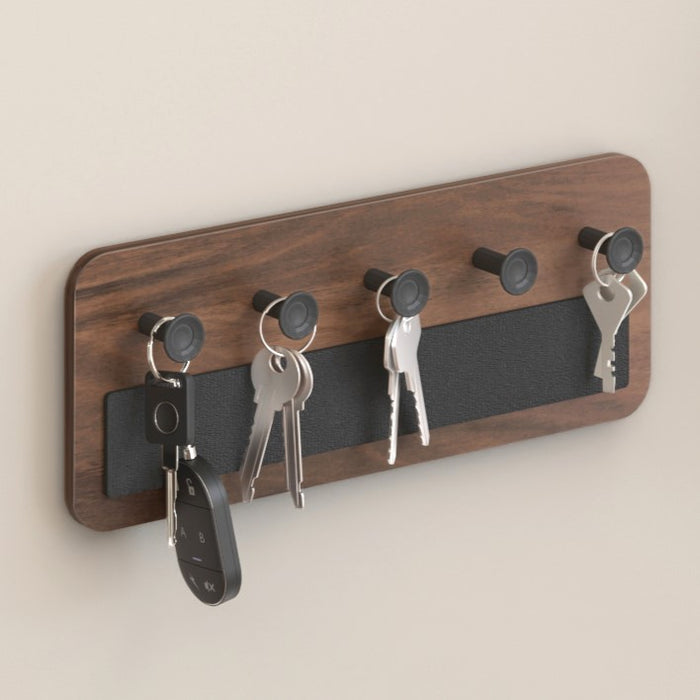 Stuart Engineered Wood Wall Mounted Decor Key Holder Hanger with 5 Knobs for Bedroom Study Living Room Home Furniture (Brown Maple)