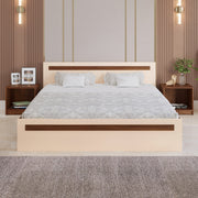 Maltein King Size Bed |Brown Maple & Beige