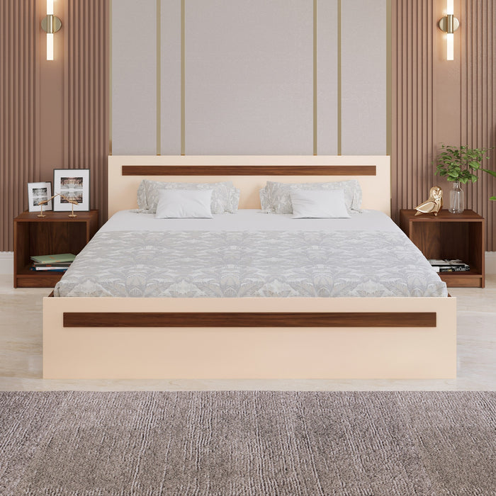 Maltein Queen Size Bed |Brown Maple & Beige