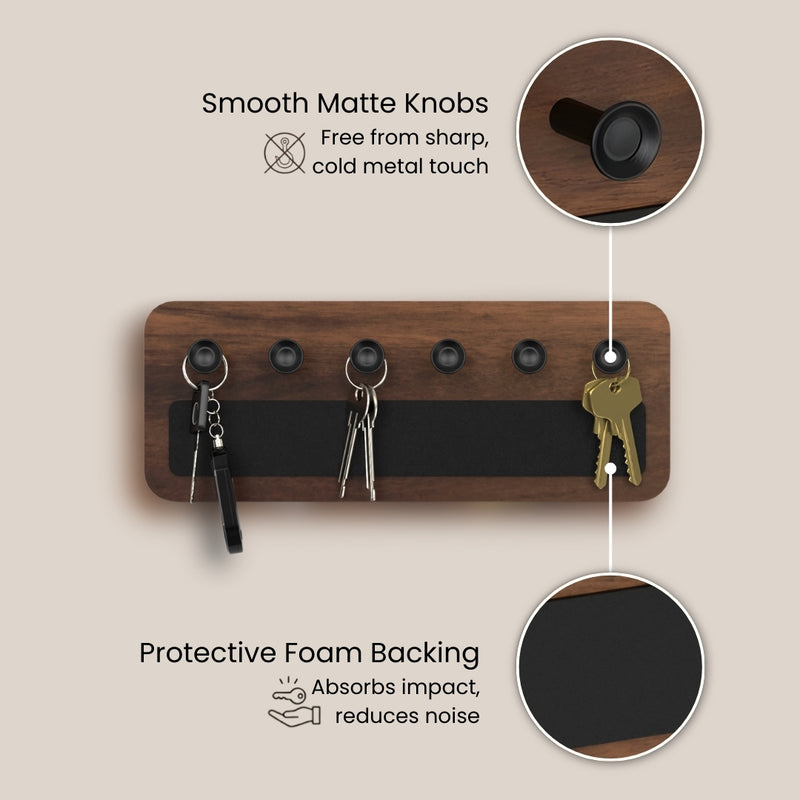 Stuart Wall Mounted Decor Key Holder Hanger with 6 Knobs (Brown Maple)