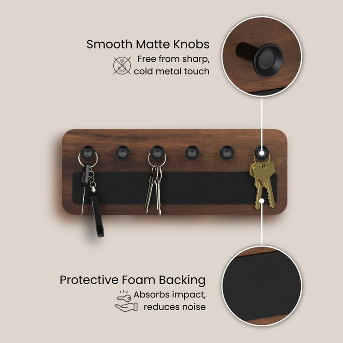 Stuart Engineered Wood Wall Mounted Decor Key Holder Hanger with 6 Knobs for Bedroom Study Living Room Home Furniture (Brown Maple)