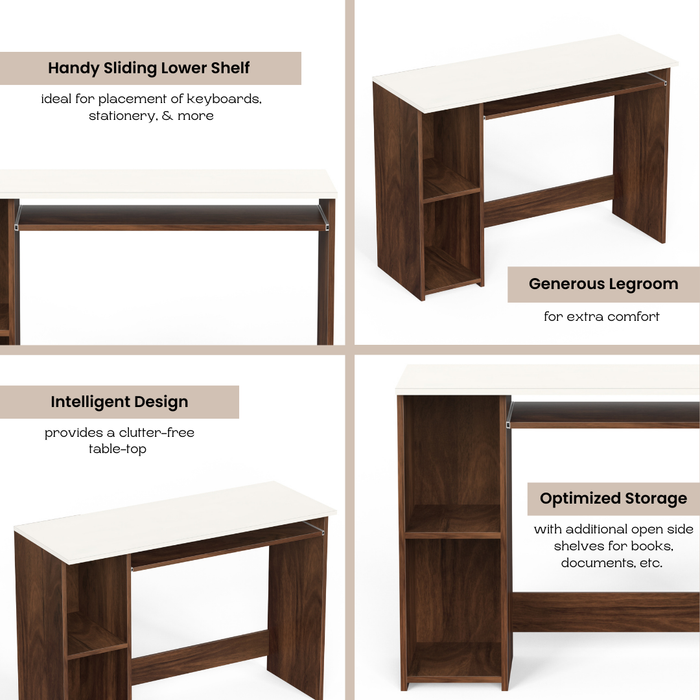 Mallium Study Table |Maple & White