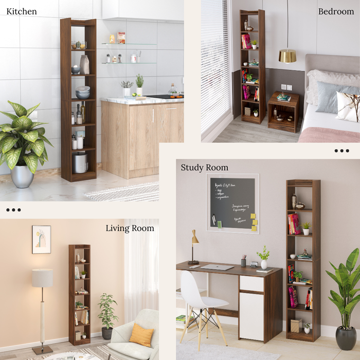 Asburg 6 Layer Engineered Wood Bookshelf Multipurpose Decor Storage Rack