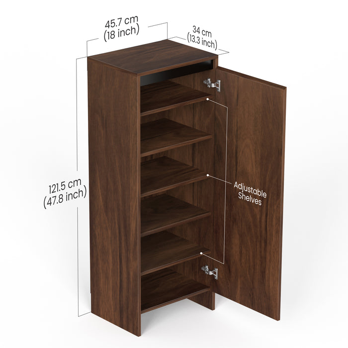 Mavis Tall Multipuporse Wooden Shoe Rack, Storage Books & File Cabinet Organizer, Slipper Footwear Stand with Handleless Design for Living Room Home, Upto 12-14 Pairs DIY (Brown Maple)