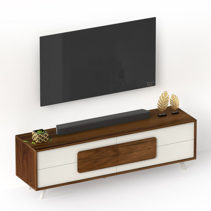 Mayrone TV Unit & Cabinet with Storage Drawers, Ideal for Up to 60" (Brown Maple & Frosty)