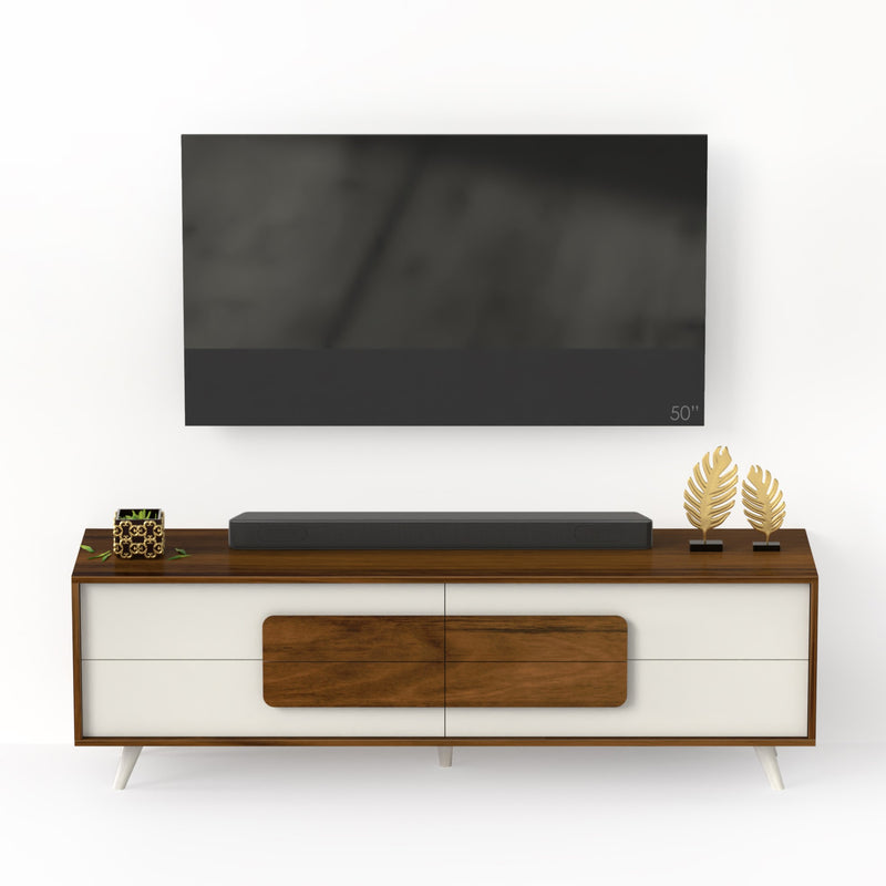 Mayrone TV Unit With Storage Cabinet ,Ideal for TV Upto 60" (Maple & Frosty White)