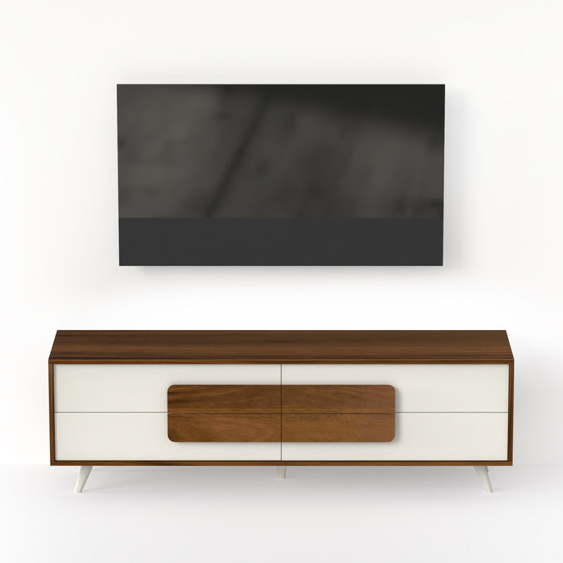 Mayrone TV Unit With Storage Cabinet ,Ideal for TV Upto 60" (Maple & Frosty White)