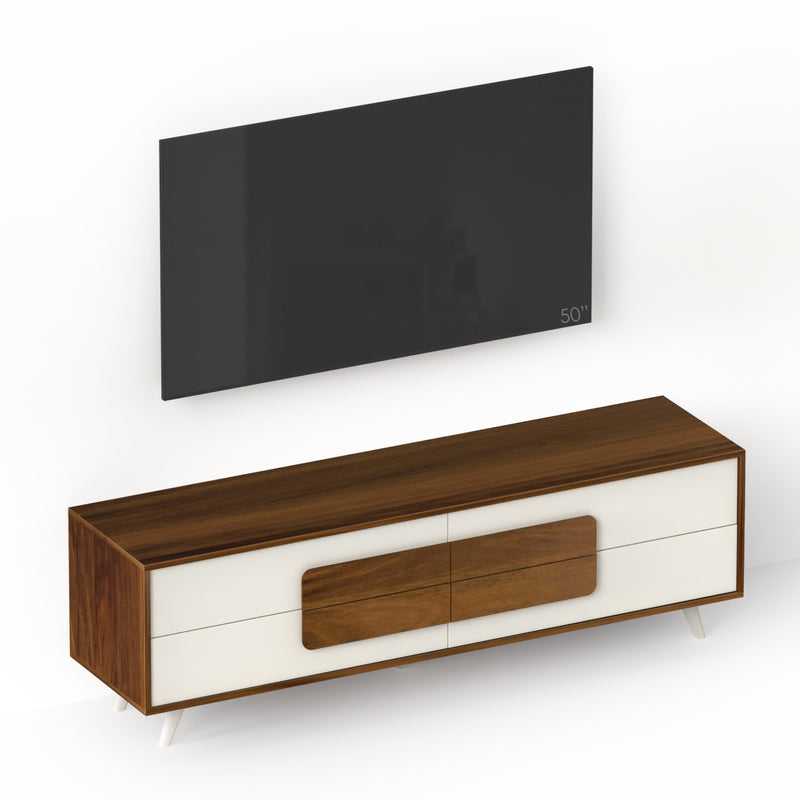 Mayrone TV Unit With Storage Cabinet ,Ideal for TV Upto 60" (Maple & Frosty White)