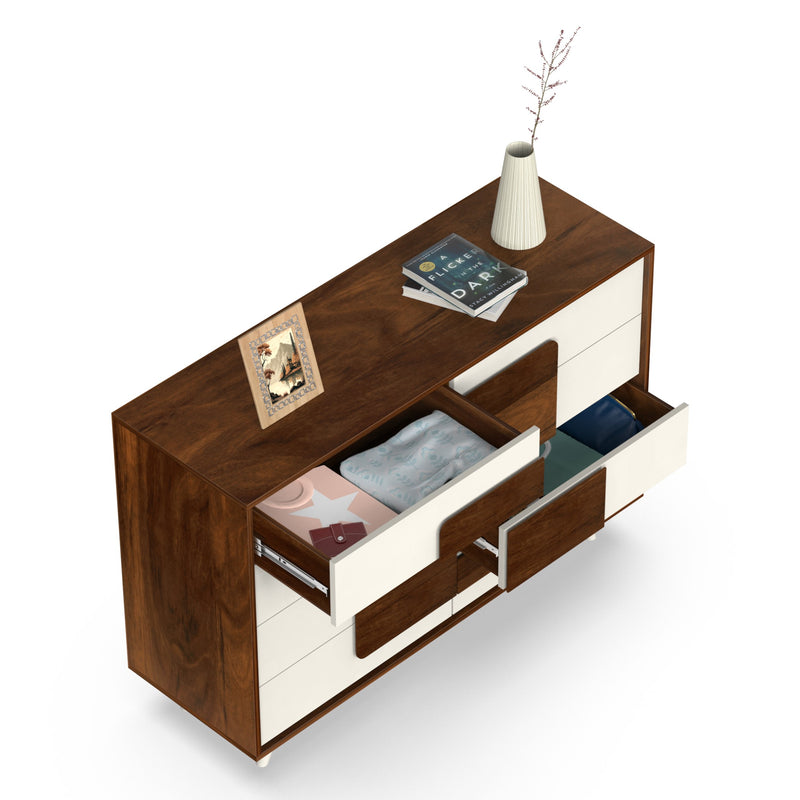 Mayrone Chest of Drawer & Storage Cabinet (Maple & Frosty, Large)