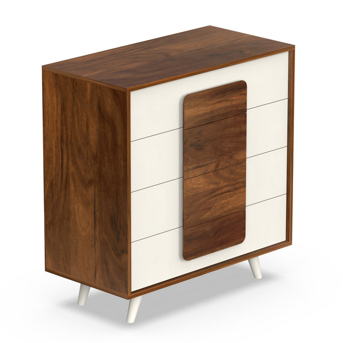 Mayrone Chest of Drawers Storage Cabinets with 4 Drawers Standard (Brown Maple & Frosty)