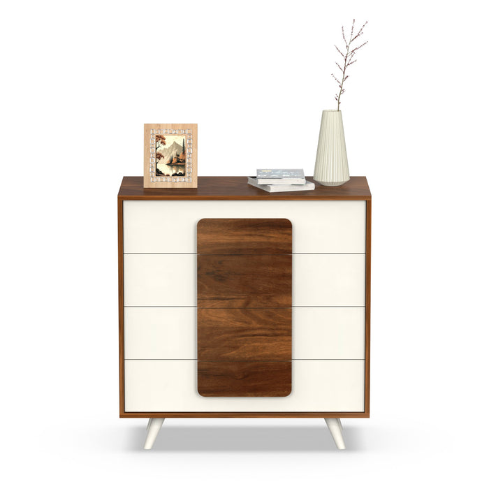 Mayrone Chest of Drawers Storage Cabinets with 4 Drawers Standard (Brown Maple & Frosty)