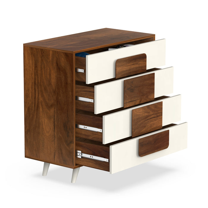 Mayrone Chest of Drawers Storage Cabinets with 4 Drawers Standard (Brown Maple & Frosty)