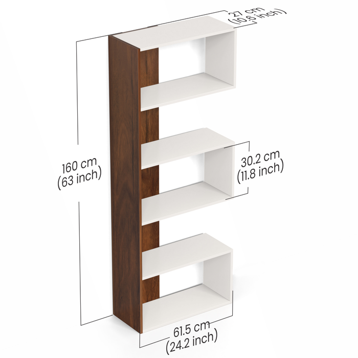 Novebuk Engineered Wood Bookshelf Cabinet Book Rack Organizer Book Case with Shelves for Décor Display Wall Mount Floor Standing for Home Library (Brown Maple & White)