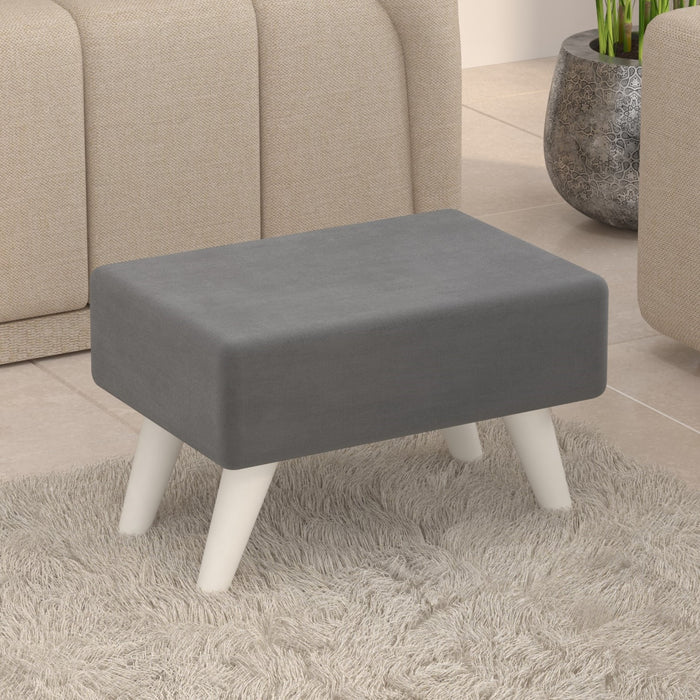 Midase Rectangular Engineered Wood Multipurpose Ottoman Pouffes Stool/Sitting Furniture Footrest Seat Pouf Puffy Foam Foot Stool with 4 Legs for Living Room Decor Home Furniture (Grey)