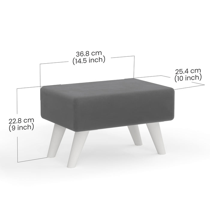 Midase Rectangular Engineered Wood Multipurpose Ottoman Pouffes Stool/Sitting Furniture Footrest Seat Pouf Puffy Foam Foot Stool with 4 Legs for Living Room Decor Home Furniture (Grey)