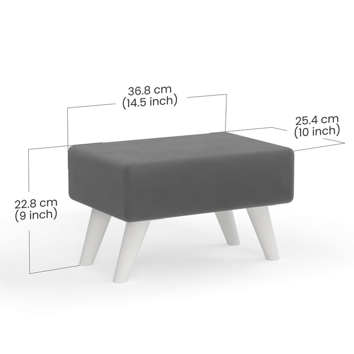 Midase Rectangular Engineered Wood Multipurpose Ottoman Pouffes Stool/Sitting Furniture Footrest Seat Pouf Puffy Foam Foot Stool with 4 Legs for Living Room Decor Home Furniture (Grey)