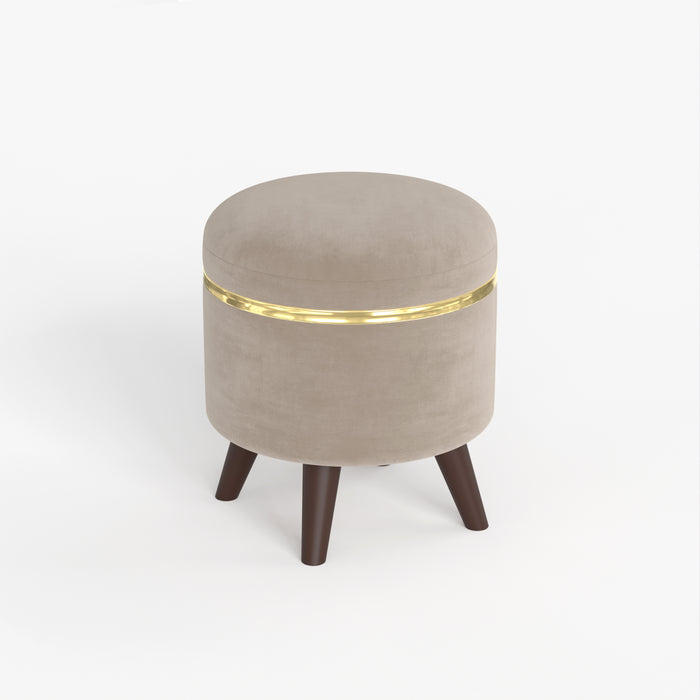 Noah Round Engineered Wood Multipurpose Ottoman Pouffes Stool/Sitting Furniture Footrest Seat Pouf Puffy Foam Foot Stool with 4 Legs for Living Room Decor Home Furniture (Off-White)