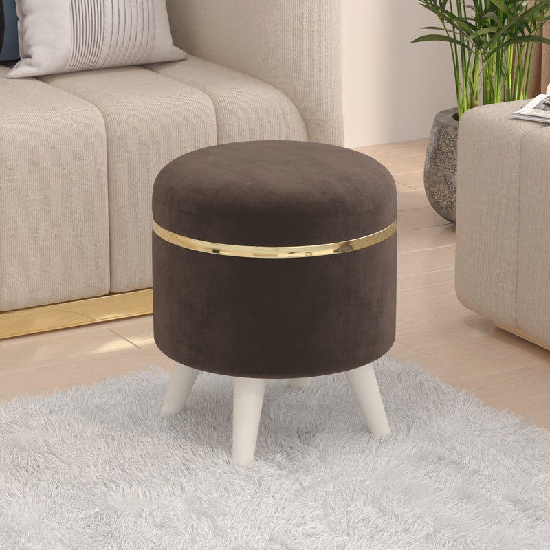 Noah Round Ottoman Pouffes (Brown)