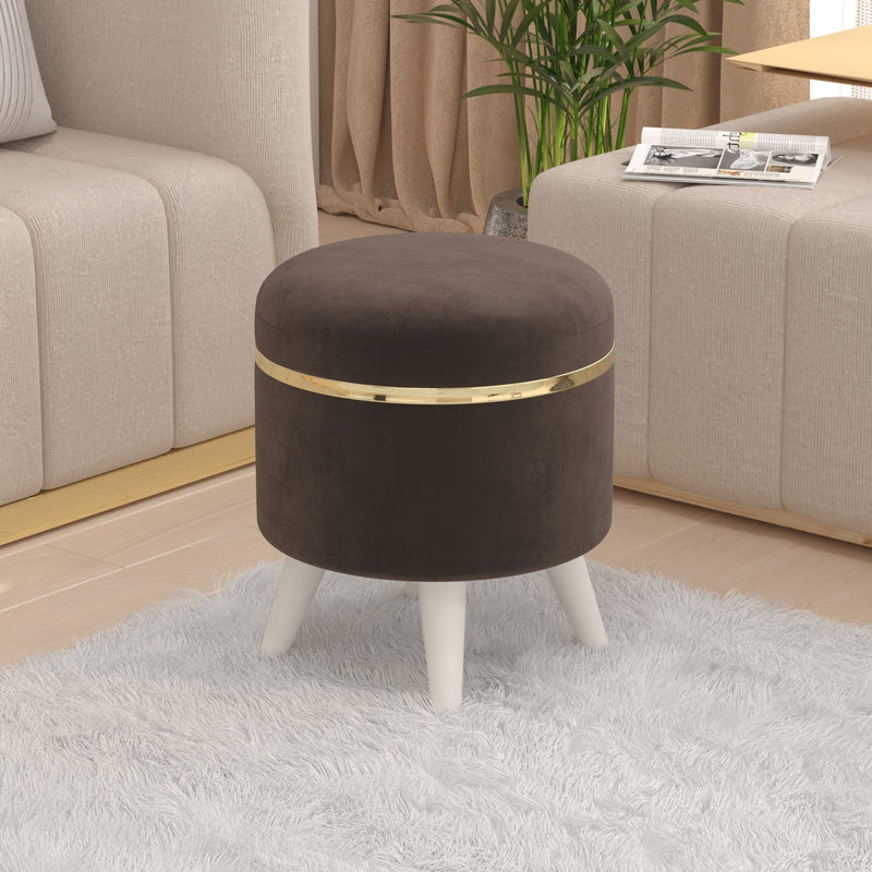 Noah Round Ottoman Pouffes (Brown)
