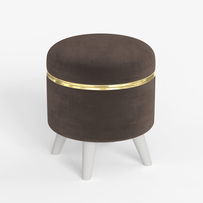 Noah Round Engineered Wood Multipurpose Ottoman Pouffes Stool/Sitting Furniture Footrest Seat Pouf Puffy Foam Foot Stool with 4 Legs for Living Room Decor Home Furniture (Borwn)