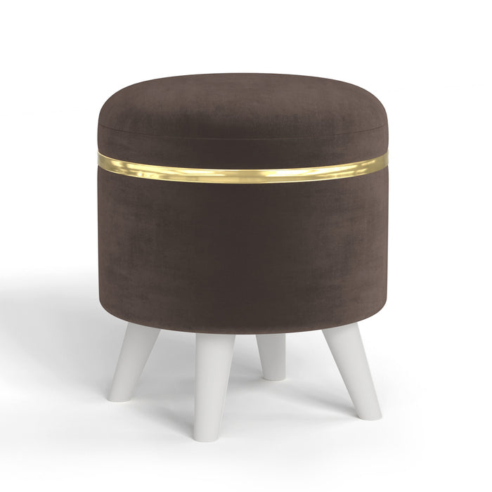 Noah Round Engineered Wood Multipurpose Ottoman Pouffes Stool/Sitting Furniture Footrest Seat Pouf Puffy Foam Foot Stool with 4 Legs for Living Room Decor Home Furniture (Borwn)