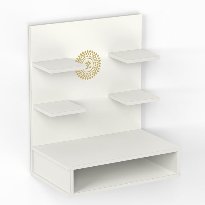 Dhruv Wall Mount Wooden Mandir for Home, Temple for Home, Pooja Stand with Storage Shelves