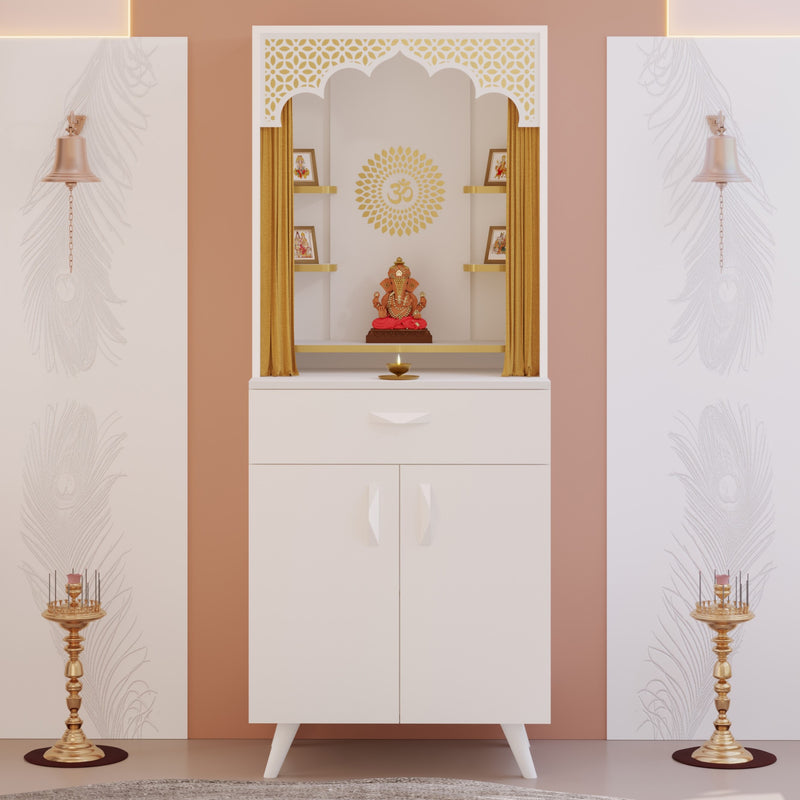 Sharnam Pooja Mandir, Temple Unit for Home with Storage Cabinet