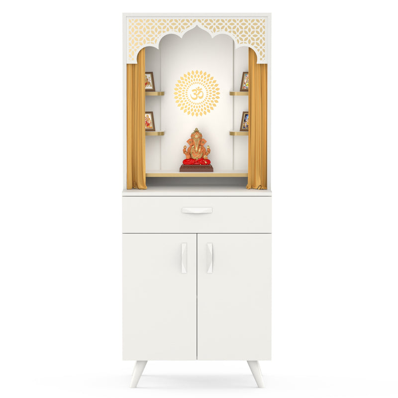 Sharnam Pooja Mandir, Temple Unit for Home with Storage Cabinet