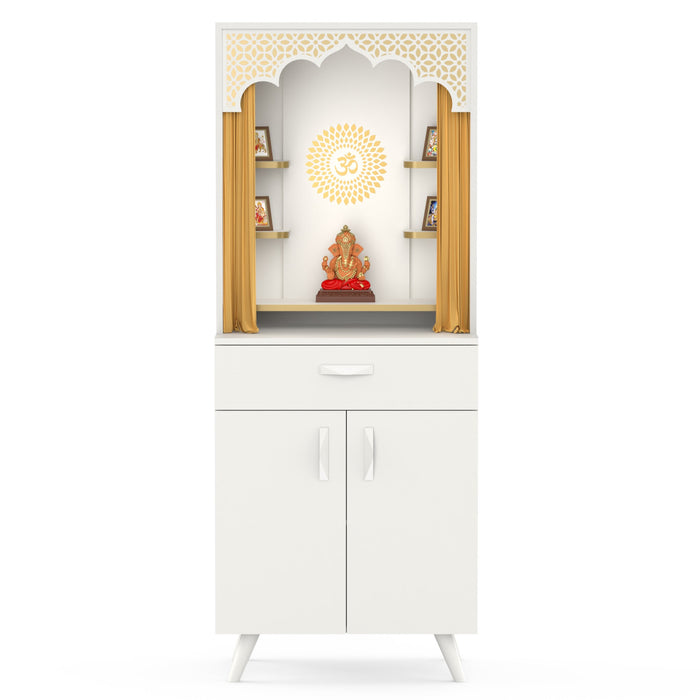 BLUEWUD Sharnam Pooja Mandir, Temple Unit for Home with Storage Cabinet