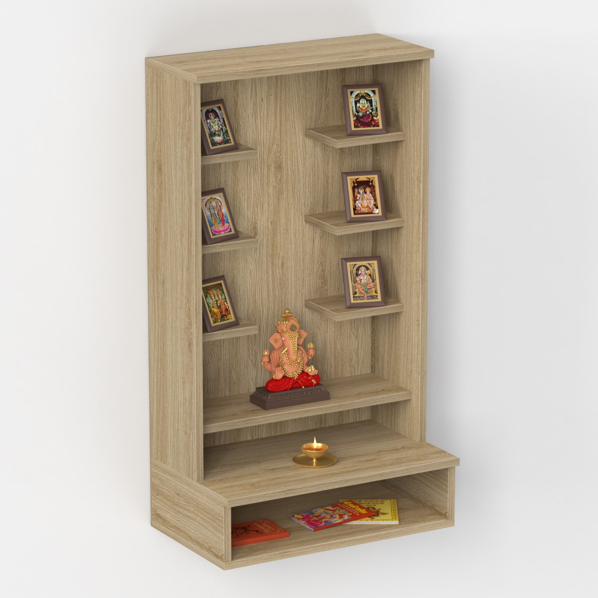 Shubh Mini Wall Mount Wooden Mandir for Home — Bluewud
