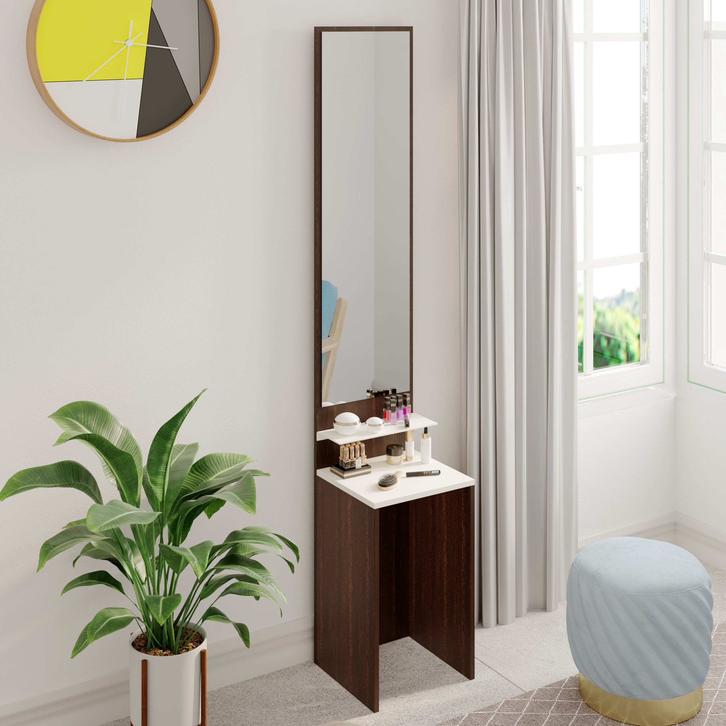Alesti Engineered Wood Slim Dressing Table Full Length Rectangular Wal ...