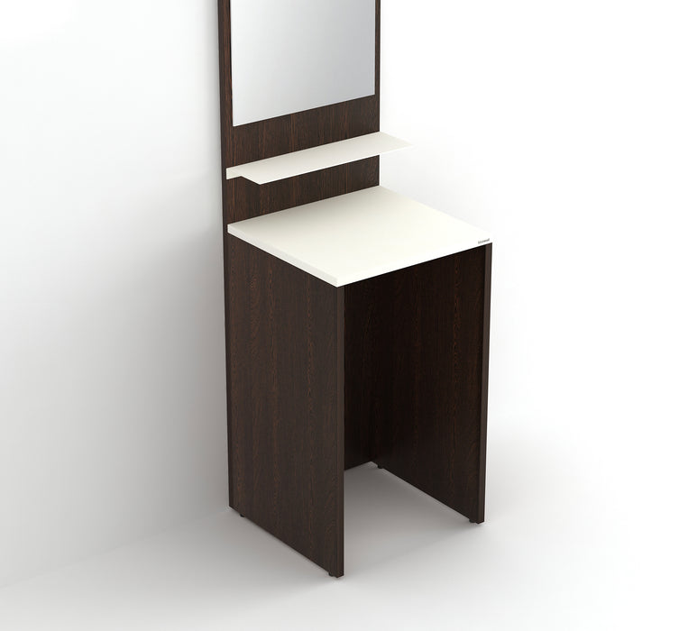 Alesti Engineered Wood Slim Dressing Table Full Length Rectangular Wall Mount Mirror With Utility Shelf (Wenge & White)