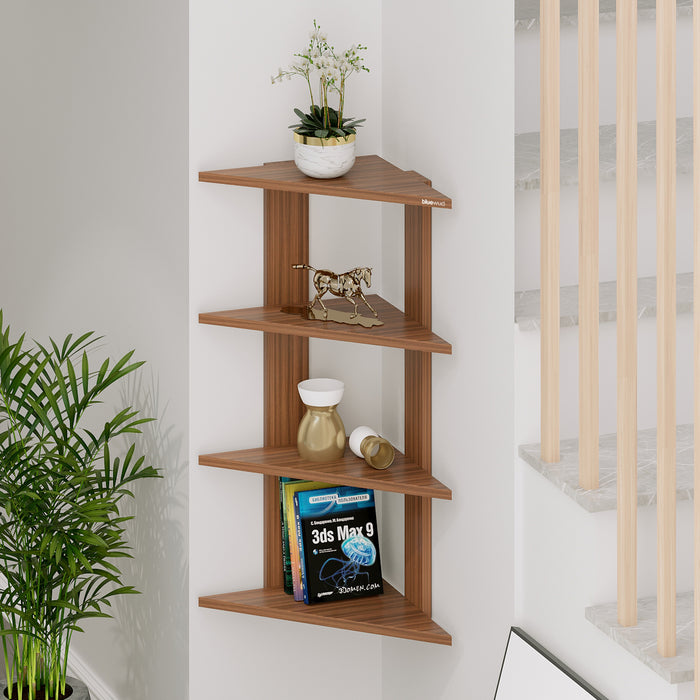 Braine Corner Shelf (4 Shelf) |Walnut