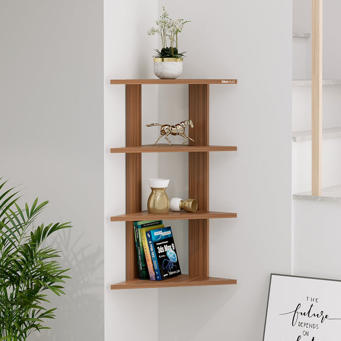 Braine Corner Shelf (4 Shelf) |Walnut