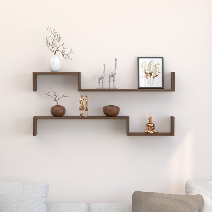 Riley Engineered Wood Wall Decor Floating Shelf Display Rack Decorative Hall Décor for Living Room Home Furniture (Brown Maple)