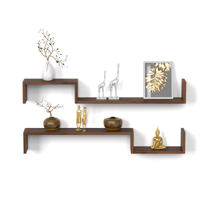 Riley Engineered Wood Wall Decor Floating Shelf Display Rack Decorative Hall Décor for Living Room Home Furniture (Brown Maple)
