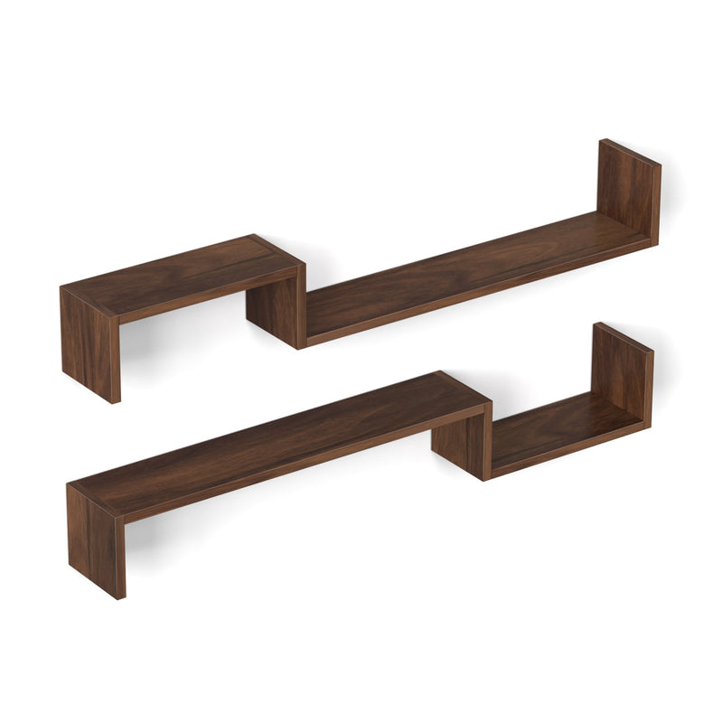 Riley Wall Decor & Floating Shelf Display Rack  (Brown Maple)
