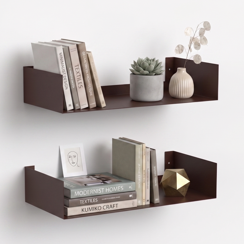 Alivo Wall Mount Bookshelf, Open Decor Wall Display Floating Shelves (Brown Maple)