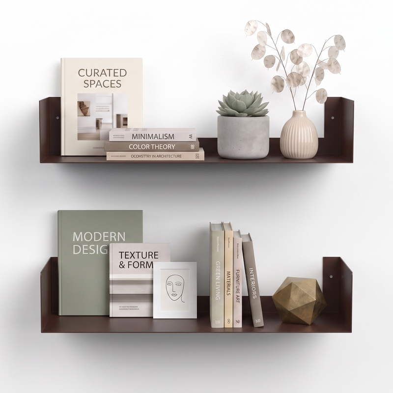Alivo Wall Mount Bookshelf, Open Decor Wall Display Floating Shelves (Brown Maple)