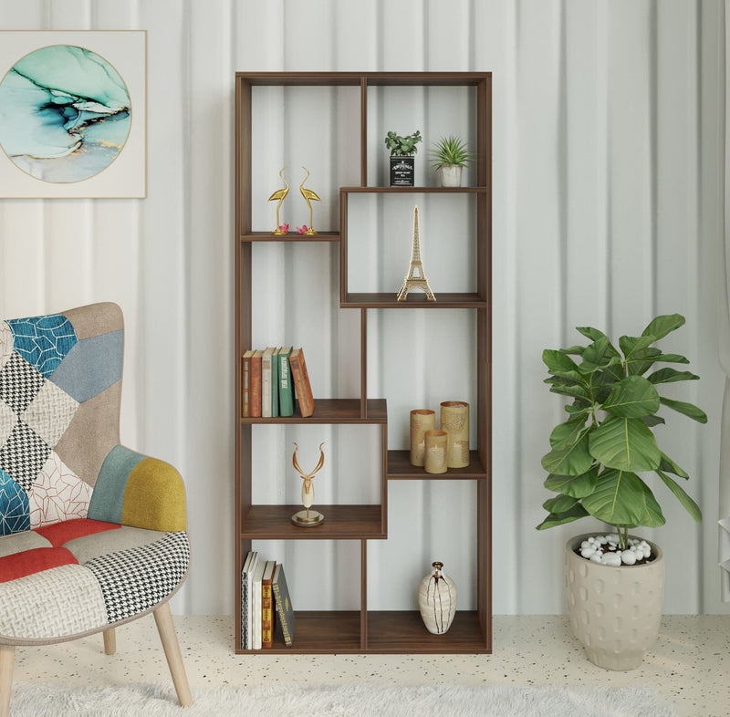Jameye Bookshelf with Shelves for Décor Display (Brown Maple)