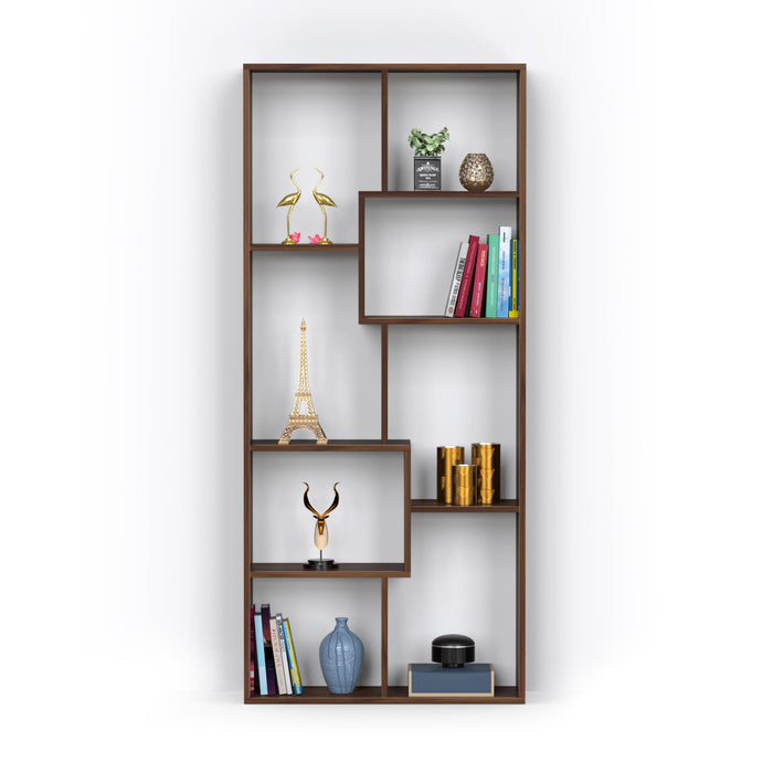 Jameye Bookshelf Cabinet Book Rack Organizer with Shelves for Décor Display (Brown Maple)