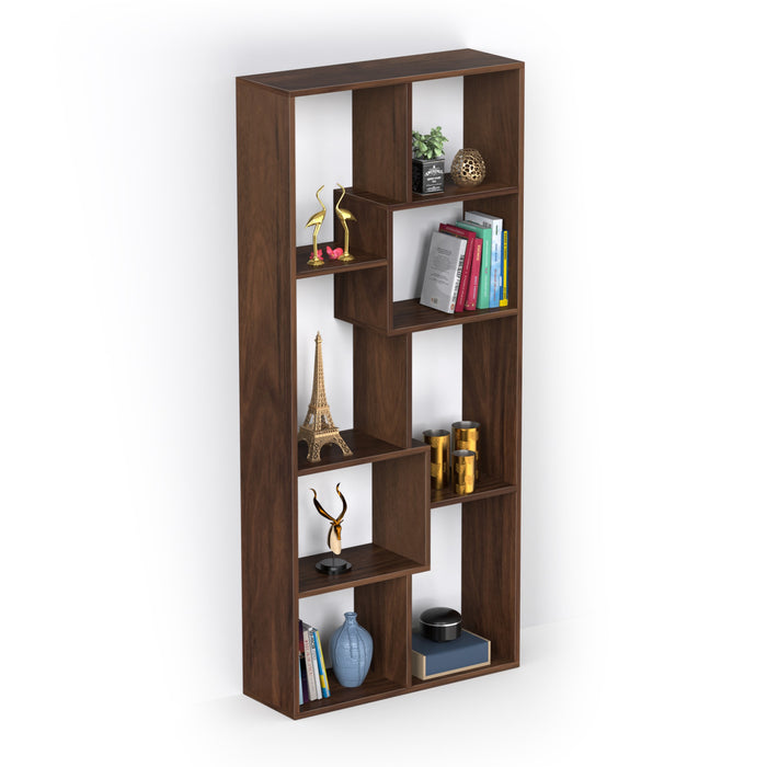 Jameye Bookshelf Cabinet Book Rack Organizer with Shelves for Décor Display (Brown Maple)