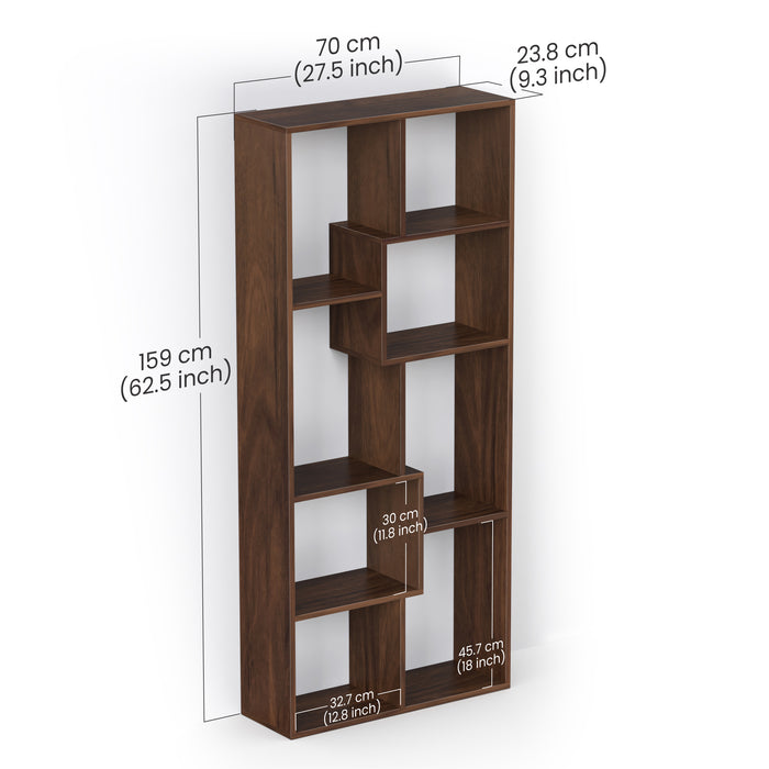 Jameye Bookshelf Cabinet Book Rack Organizer with Shelves for Décor Display (Brown Maple)