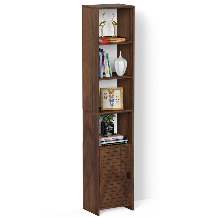 Barnia Engineered Wood Bookshelf Cabinet Book Rack Organizer with Shelves & Bottom Door for Storage