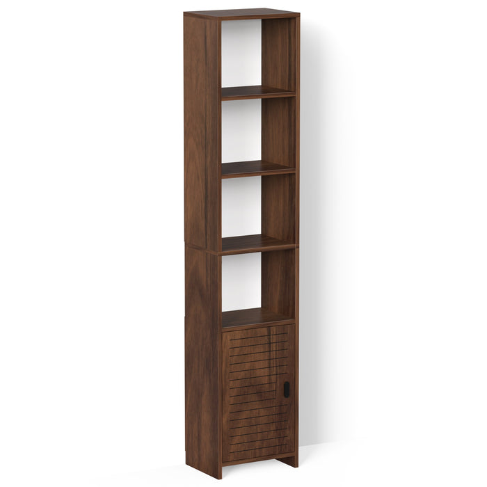 Barnia Engineered Wood Bookshelf Cabinet Book Rack Organizer with Shelves & Bottom Door for Storage