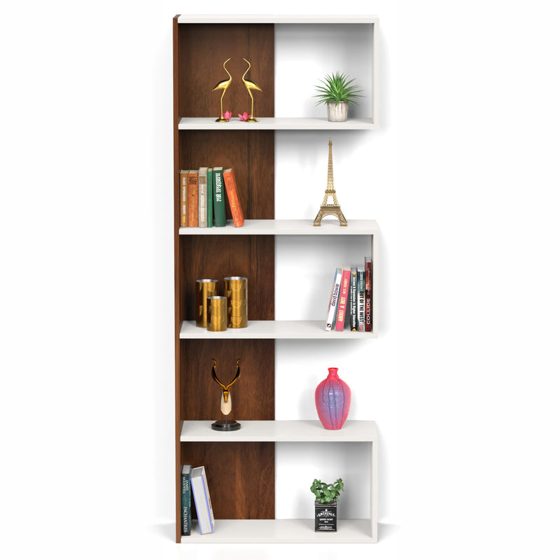 Novebuk Bookshelf Cabinet Book Rack & Organizer (Brown Maple & White)