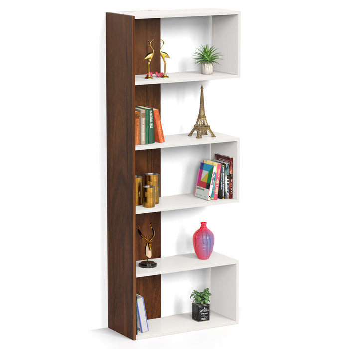 Novebuk Engineered Wood Bookshelf Cabinet Book Rack Organizer Book Case with Shelves for Décor Display Wall Mount Floor Standing for Home Library (Brown Maple & White)