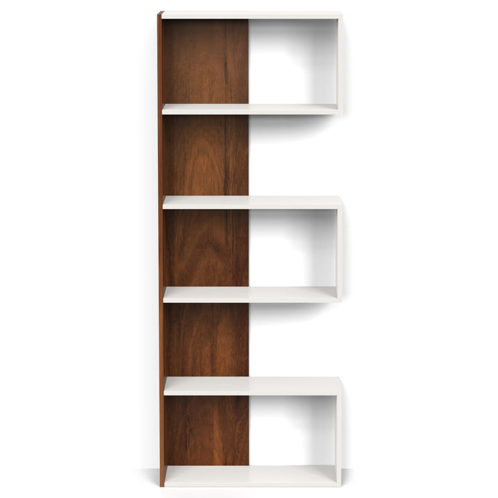 Novebuk Engineered Wood Bookshelf Cabinet Book Rack Organizer Book Case with Shelves for Décor Display Wall Mount Floor Standing for Home Library (Brown Maple & White)