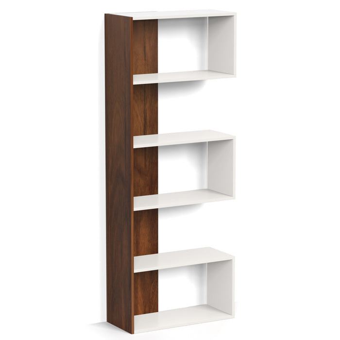 Novebuk Engineered Wood Bookshelf Cabinet Book Rack Organizer Book Case with Shelves for Décor Display Wall Mount Floor Standing for Home Library (Brown Maple & White)