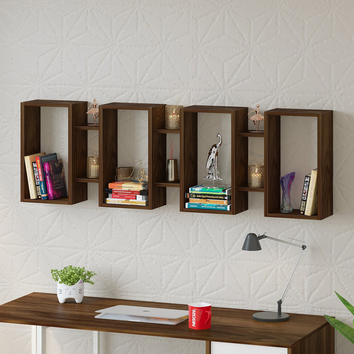 Steda Multipurpose Wall Mount/Free Standing Bookshelf, Open Decor Wall Display Shelves, Storage Cabinet Racks Organizer for Living Room Bedroom Office Home (Brown Maple)